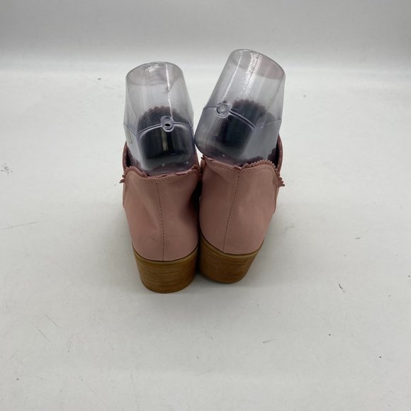 Shoes Pink Almond Toe Stacked Block Low Heel V Cut Ankle Boots Poshmark